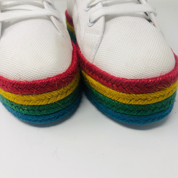 NEW‎ Superga Unisex Fantasia Rainbow Sneakers White Platfrom 37 W 6.5 M 5 5 - Picture 4 of 12